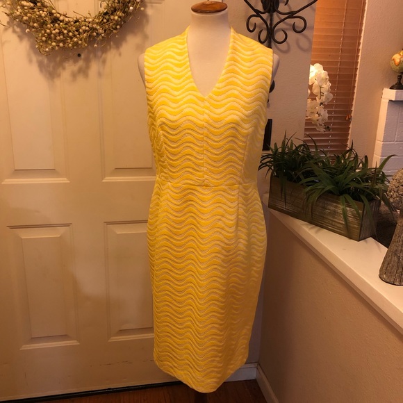 Albert Nipon Jacquard Yellow Dress & Jacket Suit - Picture 4 of 10